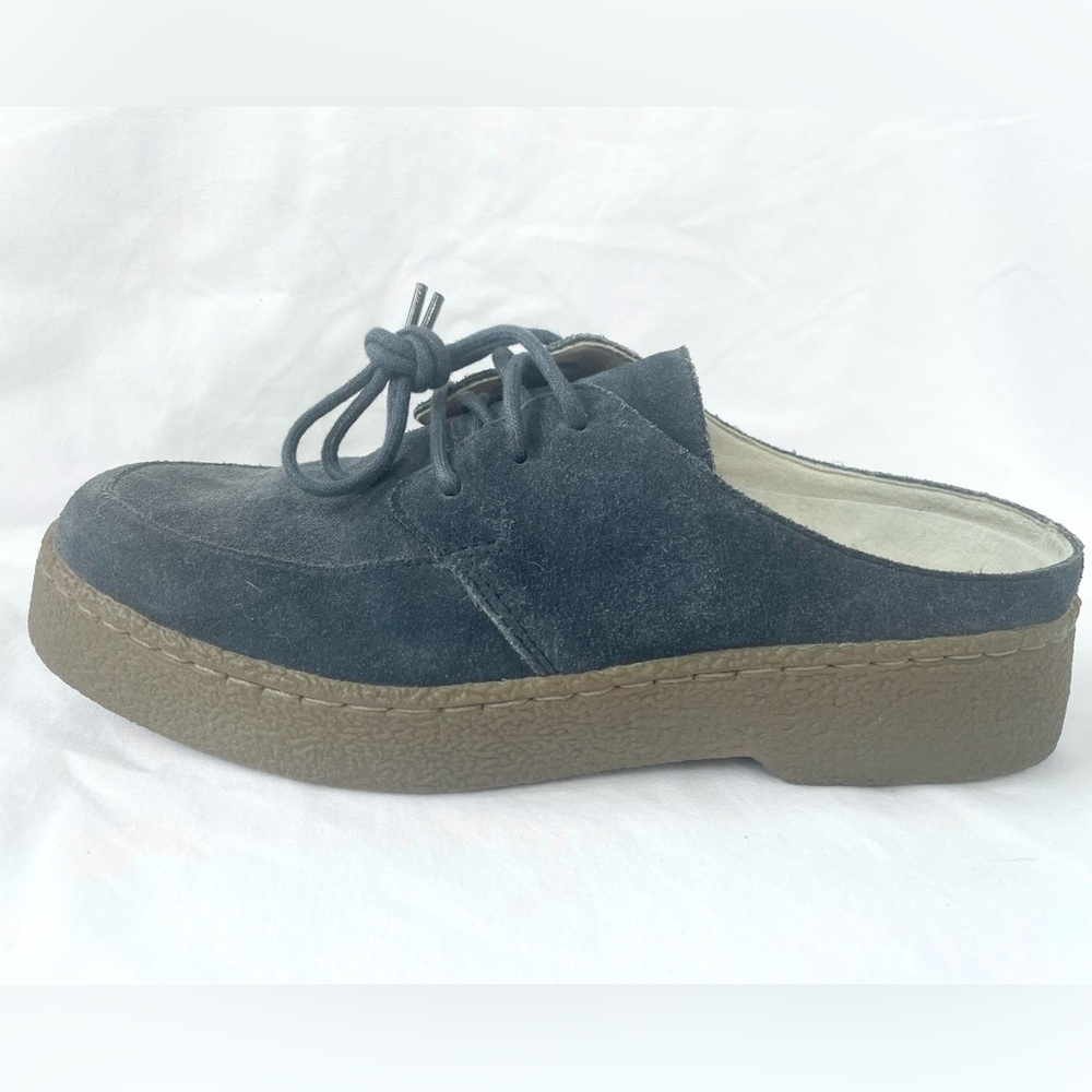 L.L. Bean Blue Suede Clog Mules 8.5 Gum Sole Slip On